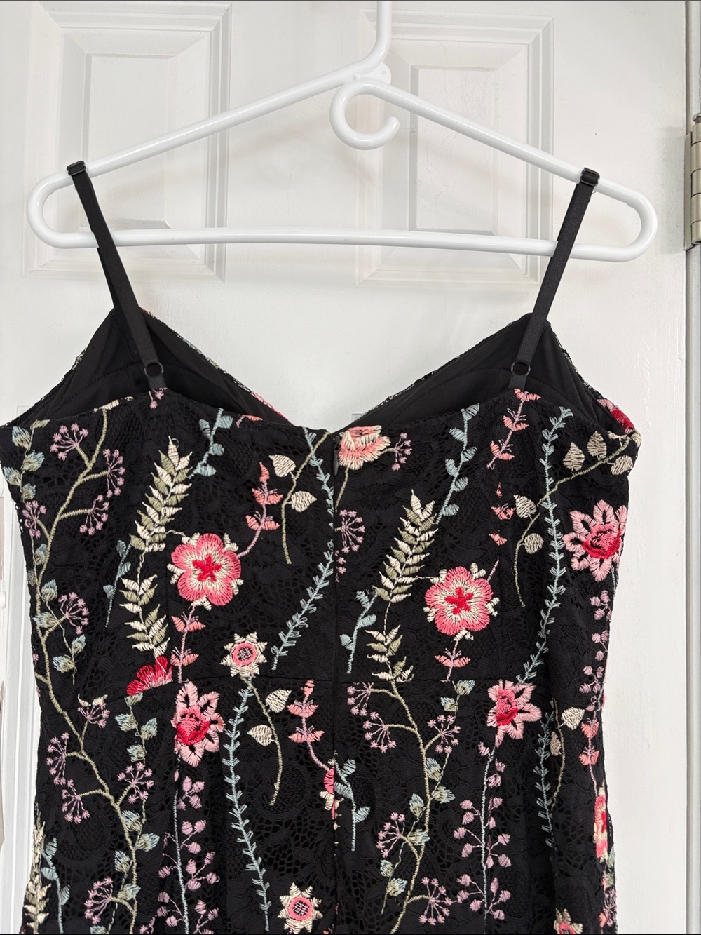 Siena Embroidered Lacy Floral Lined Slip Dress in Black, Pink and Multicolors - Picture 9 of 12